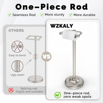 Toilet Paper Holder Stand, Brushed Nickel Toilet Paper Holder Free Standing - Image 4