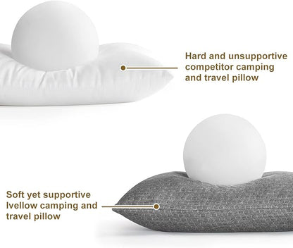 Ivellow Travel Pillow Compressible Camping Pillow for Sleeping Shredded Memory Foam Pillow Compact Firm Supportive for Adults Kids Outdoor Backpacking Hiking Essential Gear