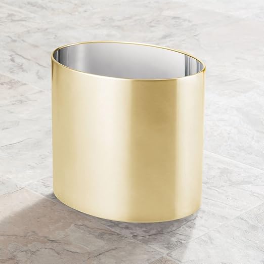mDesign Stainless Steel Metal Oval Trash Can, 7.9 Liter/2.09 Gallon Wastebasket - Image 3