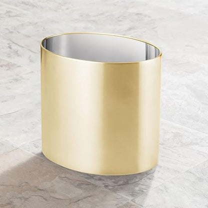 mDesign Stainless Steel Metal Oval Trash Can, 7.9 Liter/2.09 Gallon Wastebasket - Image 3