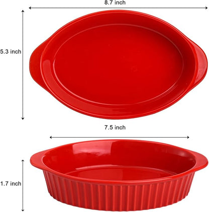 Foraineam 4 Pcs 15 oz Porcelain Oval Baking Dish Set, 8.7 x 5.3 x 1.7 inch Oven - Image 3