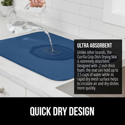 GORILLA GRIP Ultra Water Absorbent Microfiber Dish Drying Mat, Quick Dry Thick - Image 3