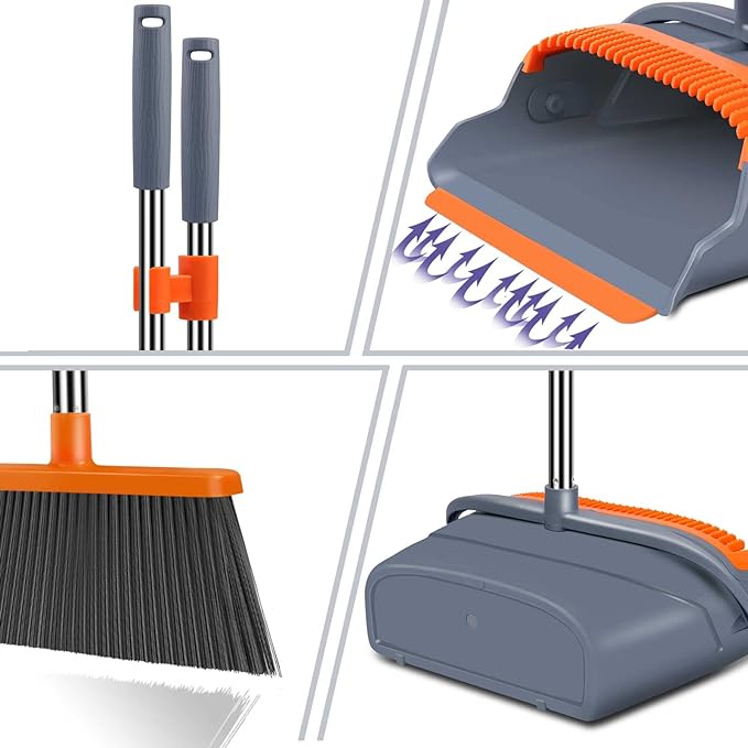 kelamayi Upgrade Broom and Dustpan Set, Self-Cleaning - Image 3
