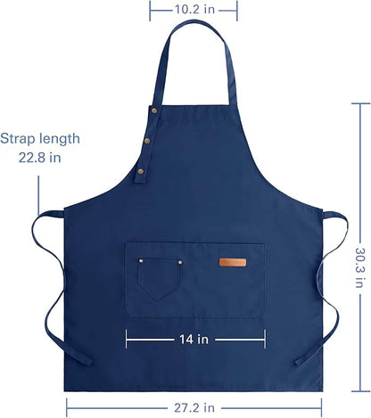 Apron for Men Women with Adjustable Straps and Large Pockets, Canvas Cotton - Image 7