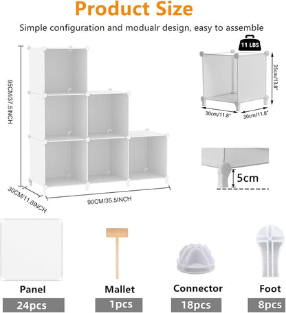 AWTATOS Cube Storage Organizer, Storage Cubes Shelves Bookshelf, 6 Cube Closet - Image 3