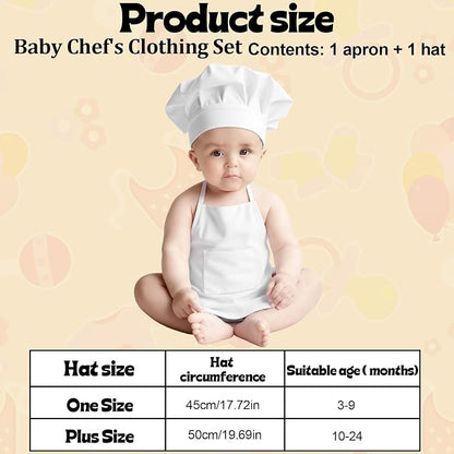2PCS Baby Chef Outfit Set, Baby Apron and Chef Hat - Image 2