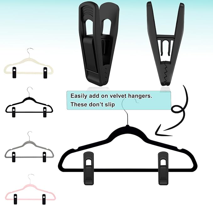 Hanger Clips Perfect for Velvet Hangers, Strong Plastic Clips Pant Skirt Hanger - Image 2