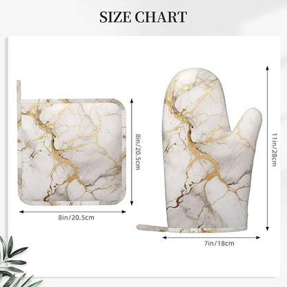 Oven Mitts and Pot Holders Marble Gray Gold White Silicone Kitchen Accessories - Image 3