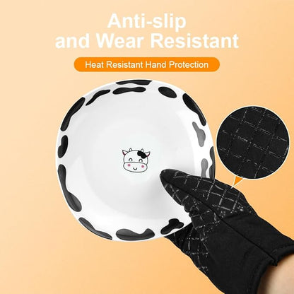 AUAUY Oven Mitts and Pot Holders 4PCS Set, 230°C/446°F Heat Resistant BBQ Gloves - Image 5