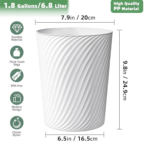 Small Trash Can 1.8 Gallons, Bathroom Trash Can & Garbage Can - Image 4
