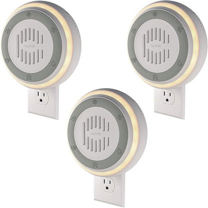 (3 Pack) Calm Me White Noise Machine for Office Privacy & Noise Canceling, Plug in Wall Sound Machine for Therapy Office Used in Hospitals Clinics & Spas, 20 Soothing Natural Sounds, Compact Design.