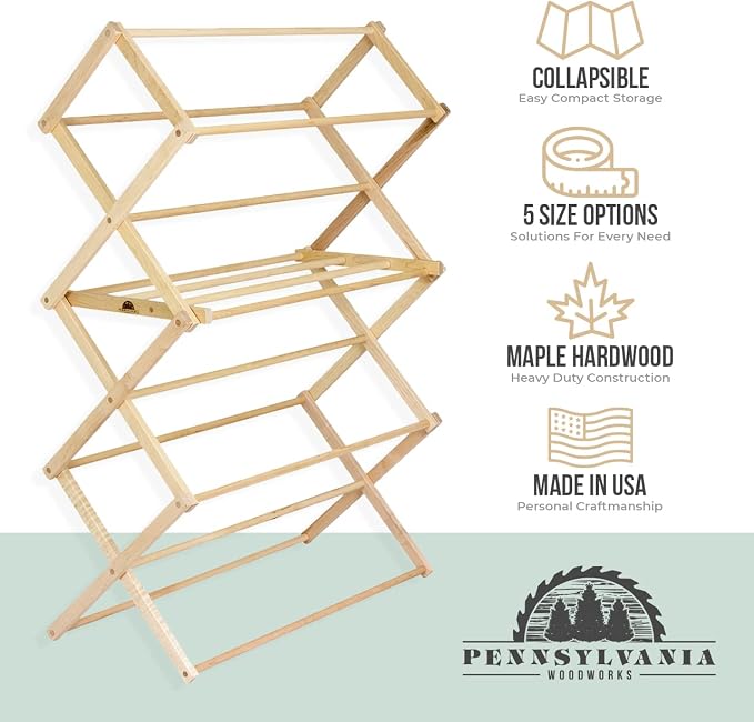 Pennsylvania Woodworks Clothes Drying Rack: Solid Maple Hard Wood Laundry Rack - Image 7
