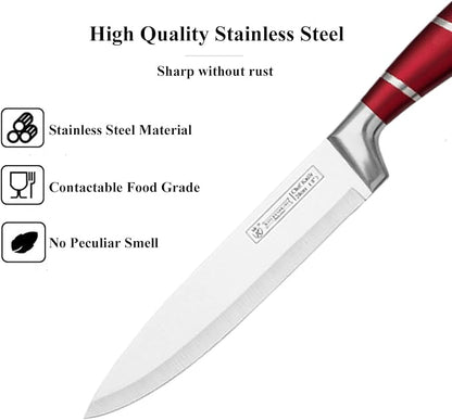 Kitchen Knife Set, 9-Piece Red Kitchen Knife Set - Image 3