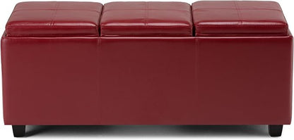 SIMPLIHOME Avalon 42 inch Wide Contemporary Rectangle Storage Ottoman in Red - Image 8