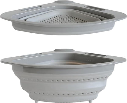 Collapsible Corner Colander – Space-Saving Over Sink Strainer, 3.5 Qt by Food+Flex