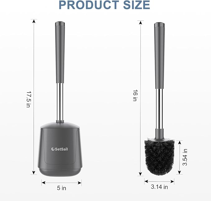 SetSail Toilet Brush and Holder 4 Pack, Self Closing Lid Toilet Bowl Brushes - Image 2