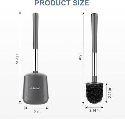 SetSail Toilet Brush and Holder 3 Pack, Self Closing Lid Toilet Bowl Brushes - Image 2