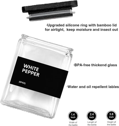 Glass Spice Jars with Bamboo Lid, 4oz Square Spice Containers - Image 4