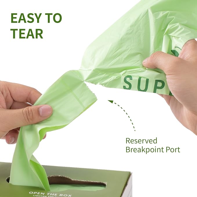 SUPERBIO 2.6 Gallon Compostable Bags, 2 Pack, Handle Tie Food Waste Bags - Image 5