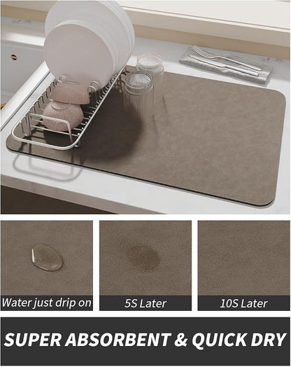 AMOAMI Coffee Mat Hide Stain Rubber Backed Absorbent Dish Drying Mat - Image 3