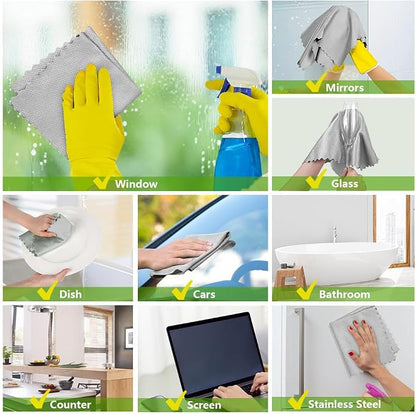 HOMEXCEL Grey Microfiber Glass Cleaning Cloths-6PK, Stainless Steel, Premium - Image 6