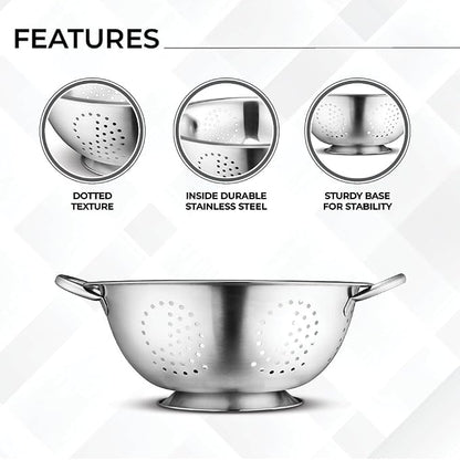Avador Set of 3 Stainless Steel Colanders, Comes in 1.5 Quart 3qt Quart and 5 - Image 5