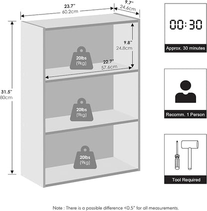 Furinno Reed Closet Organizers and Storage, 3-Tier Closet Organizer, Open Shelf - Image 2