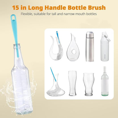 OUTXE 5 Pack Bottle Brush Set, 5-in-1 Water Bottle Cleaner Brush, 3 Straw Brush - Image 4