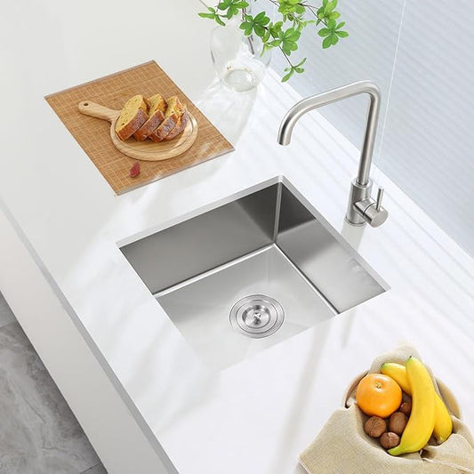 15 inch Undermount Bar Sink, Stainless Steel Handmade Single Bowl Kitchen Sink Undermount, D15" x W17" x H8"