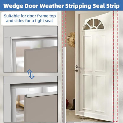 Wedge-Shape Window Weather Stripping Door Frame Seal Strip 118” Brown, Upgrade - Image 4