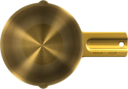 Color Up 2 Cup Measuring Cup, 480ml Gold Stainless Steel Metal Measuring Scoop - Image 6