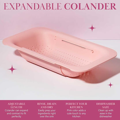 Paris Hilton Over the Sink Expandable Colander, Extendable Strainer, Adjustable - Image 3