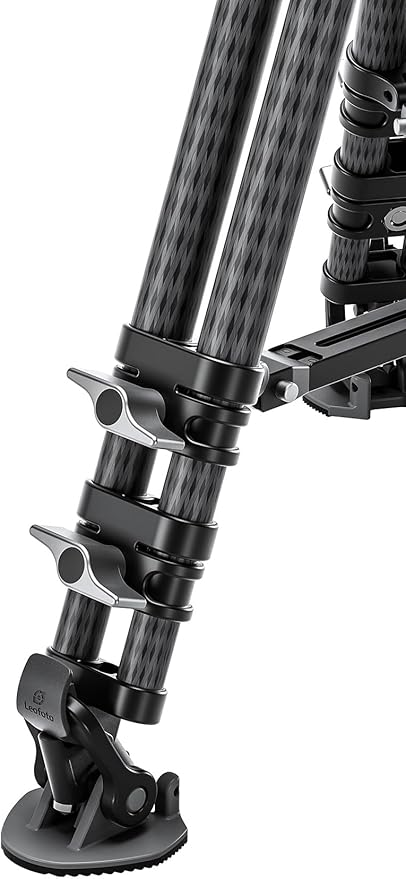 Leofoto LVC-253C+BV-20 Video Tripod, Twin Leg, Integrated Bowl, Leveling Base with Handle, 3 Leg Sections, Fluid Head Set, Lever Release Clamp