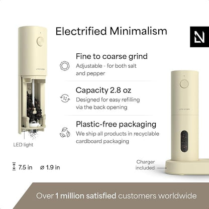 LARS NYSØM Electric Salt and Pepper Grinder Set, USB Rechargeable, Automatic - Image 4