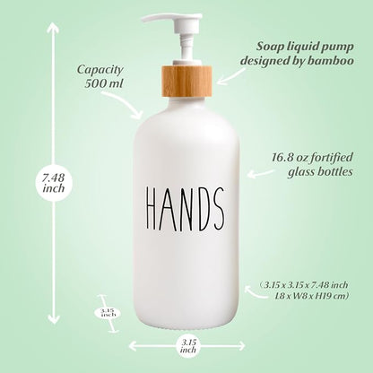 LOOCHICA 2 Pack Glass Soap Dispenser Set, Hand and Dish Glass Soap Dispensers - Image 3