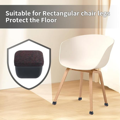 Ezprotekt 8 Pcs Rectangle Black Felt Chair Leg Floor Protectors - Image 5