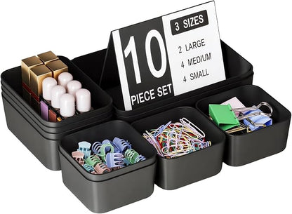 Plastic Drawer Organizers, Bathroom and Vanity Organizer Plastic Tray, Makeup by Homhut