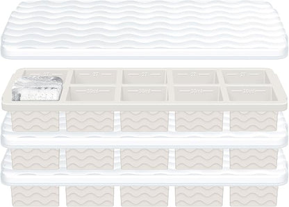 Ice Cube Tray with Lid – 3 Pack 2 Tbsp Ice Trays by Bandiction