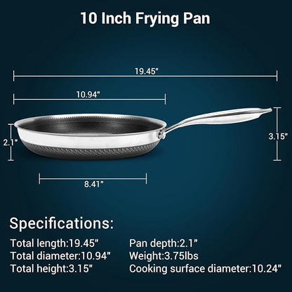 10 Inch Tri-Ply Stainless Steel Hybrid Frying Pan - Image 7