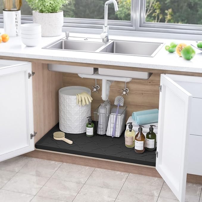 SIKADEER Waterproof Under Sink Mat 22x19, Raised Edge Silicone Mat Under Sink - Image 2