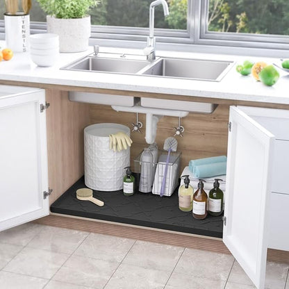 SIKADEER 28" x 19" Under Sink Mat Waterproof, Silicone Mat Kitchen Drawer Shelf - Image 2