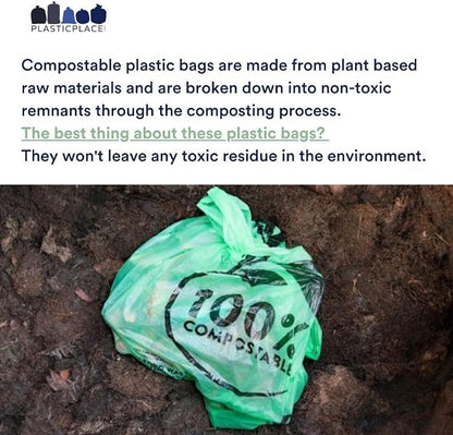 Plasticplace 12-16 Gallon Compostable Trash Bags │ 1Mil │ Green Tint Garbage - Image 2