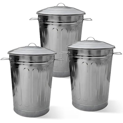 Plexon Round Trash Can 13 Gallon, Vintage Metal Outdoor Trash Can by Plexon