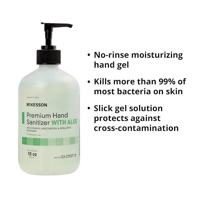 McKesson Hand Sanitizer with Aloe, 18 oz Pump Bottle – 70% Ethyl Alcohol - Image 2