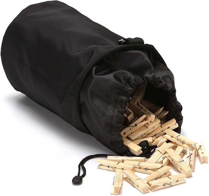 Clothespin Bag Hanging Clothesline Peg Organizer Storage Bags,Dust-proof (black)