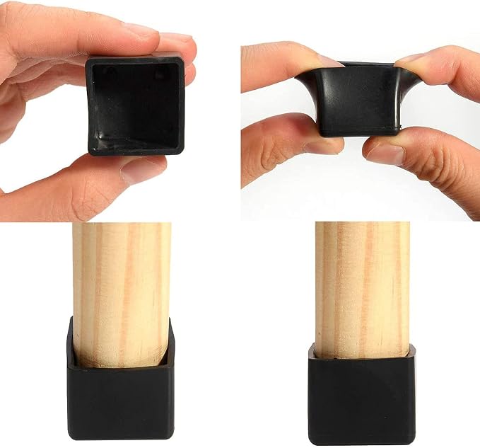Still Awake 16 Pcs Black Square Anti-Slip Rubber Leg Tips Chair Leg Caps - Image 5