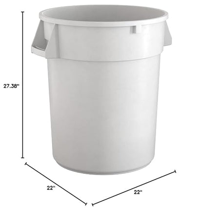 32 Gallon White Round Commercial Trash Can - Image 5