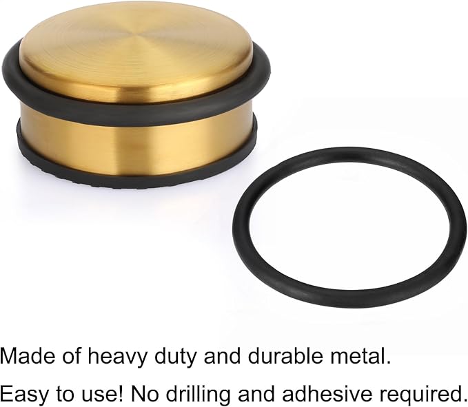 Sumnacon Heavy Duty Floor Door Stopper No Drill, Durability Stainless Steel Door Stops with Anti-Skid Rubber - Contemporary Decorative Safety Doorstop for Home Office Commercial Industrial,Gold