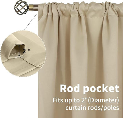 BGment Beige Room Darkening Curtains 72 Inches Long - Image 4