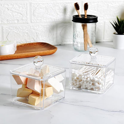 SheeChung 2-Pack Modern Square Acrylic Qtip Holder - Image 3